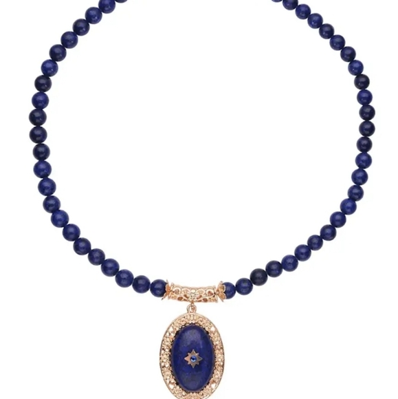 🇺🇲TODAY ONLY! LAPIS LAZULI & AUSTRIAN CRYSTAL NECKLACE NWT - Picture 4 of 4